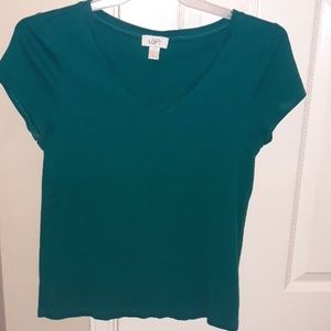 Ann Taylor loft teal v-neck t-shirt